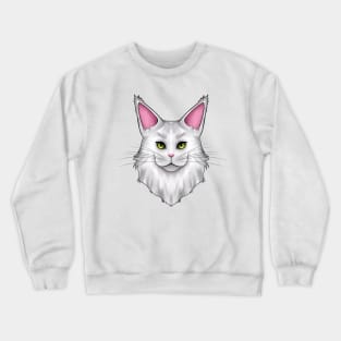 White Mainecoon Cat Crewneck Sweatshirt